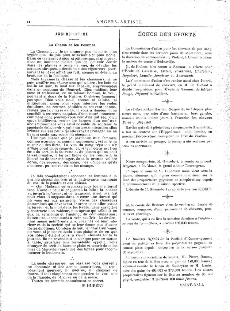 Page 12 du périodique Angers Artiste du 6 octobre 1888.