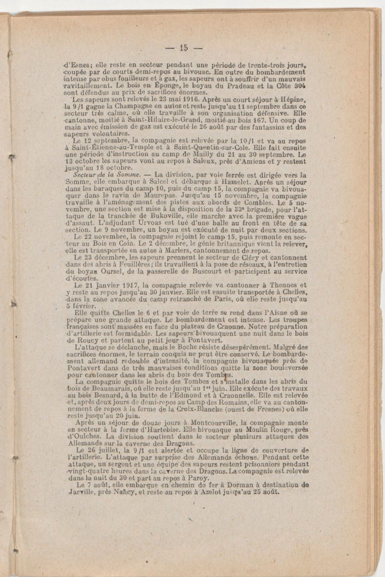 Page 15 de Historique du 6e régiment du génie - Guerre 1914 1918.