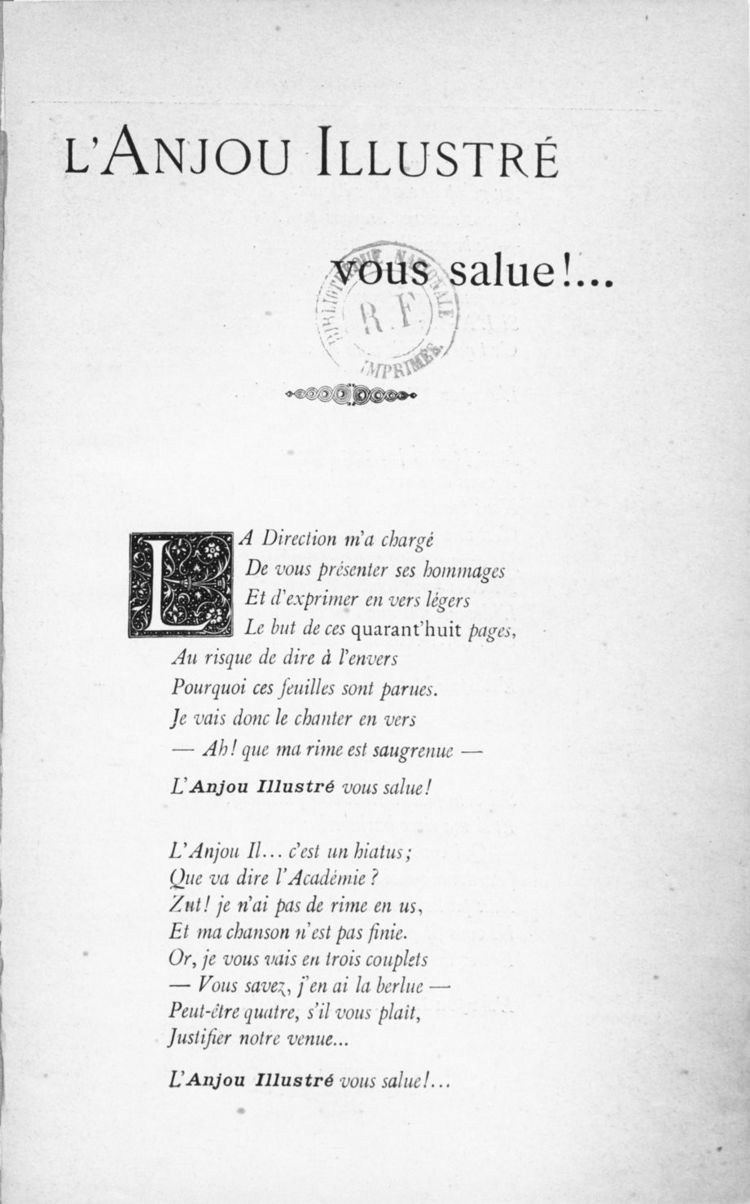 Page 1 de L'Anjou illustré de janvier 1912.