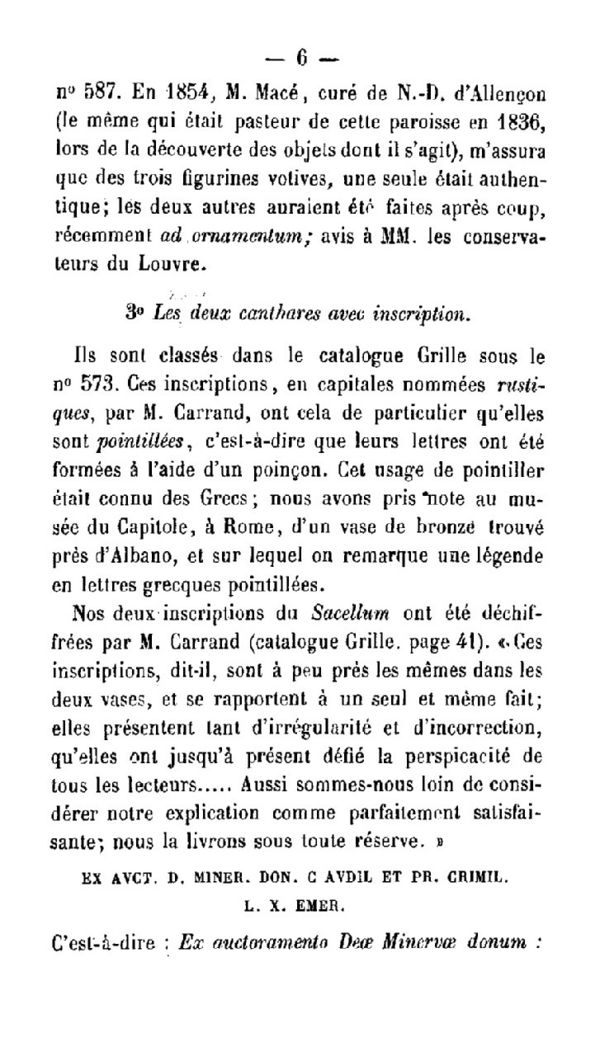 Page 6 du répertoire archéologique.