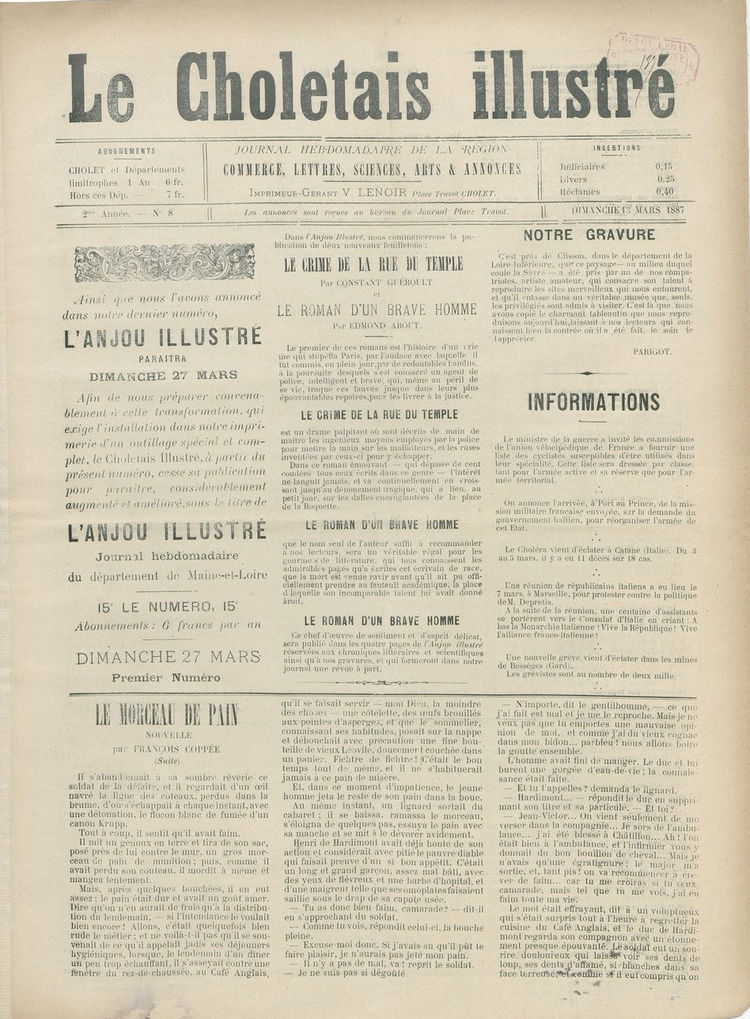 Page 1 du périodique Le Choletais.