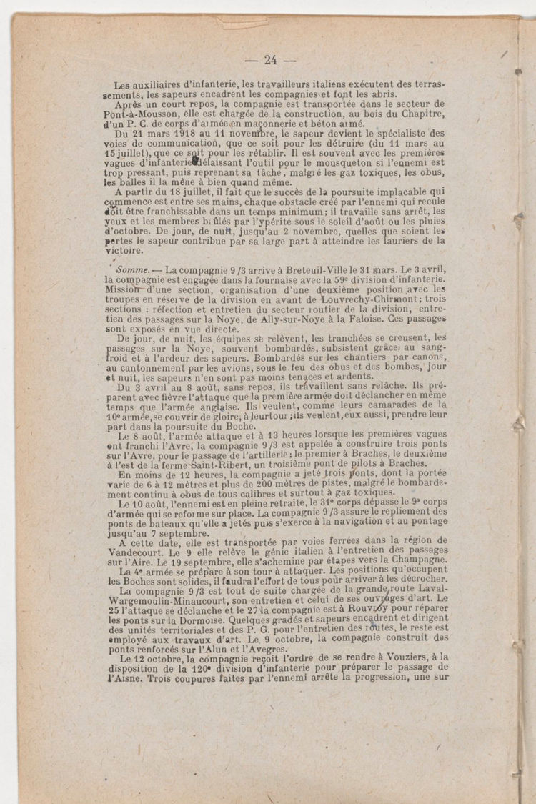 Page 24 de Historique du 6e régiment du génie - Guerre 1914 1918.