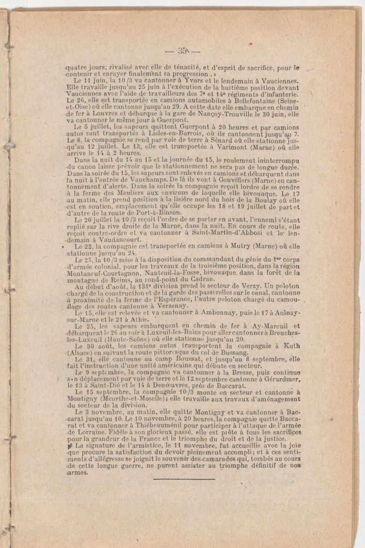 Page 35 de Historique du 6e régiment du génie - Guerre 1914 1918.