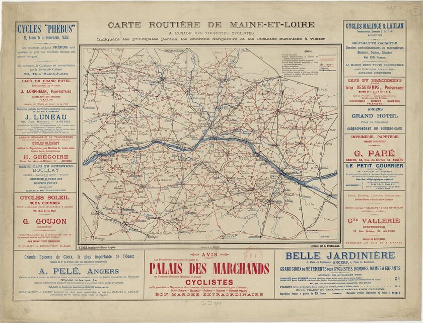 Carte de Maine-et-Loire et ses environs de L.-A. Pointeau.