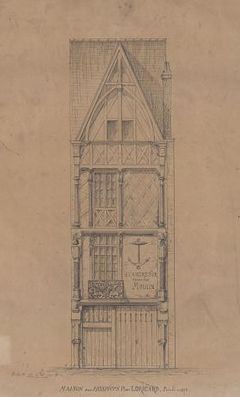 Dessin du XIXe siècle d'une maison.