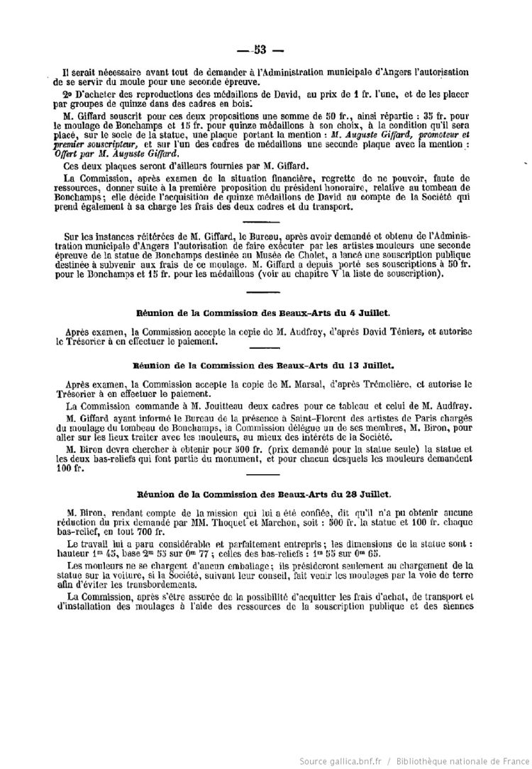 Page 53 du Bulletin de la Société des sciences, lettres et beaux arts de Cholet de 1883.