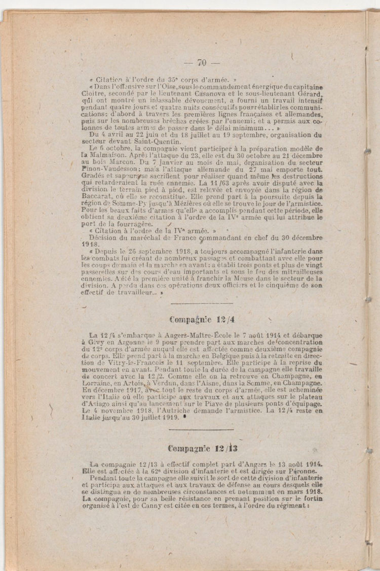 Page 70 de Historique du 6e régiment du génie - Guerre 1914 1918.