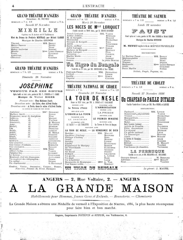 Page 4 du périodique L'entr'acte du 28 novembre 1886.