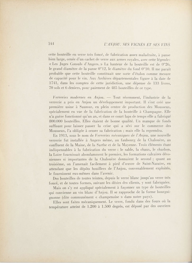 Page 244 de L'Anjou ses vignes et ses vins de Paul Maisonneuve.