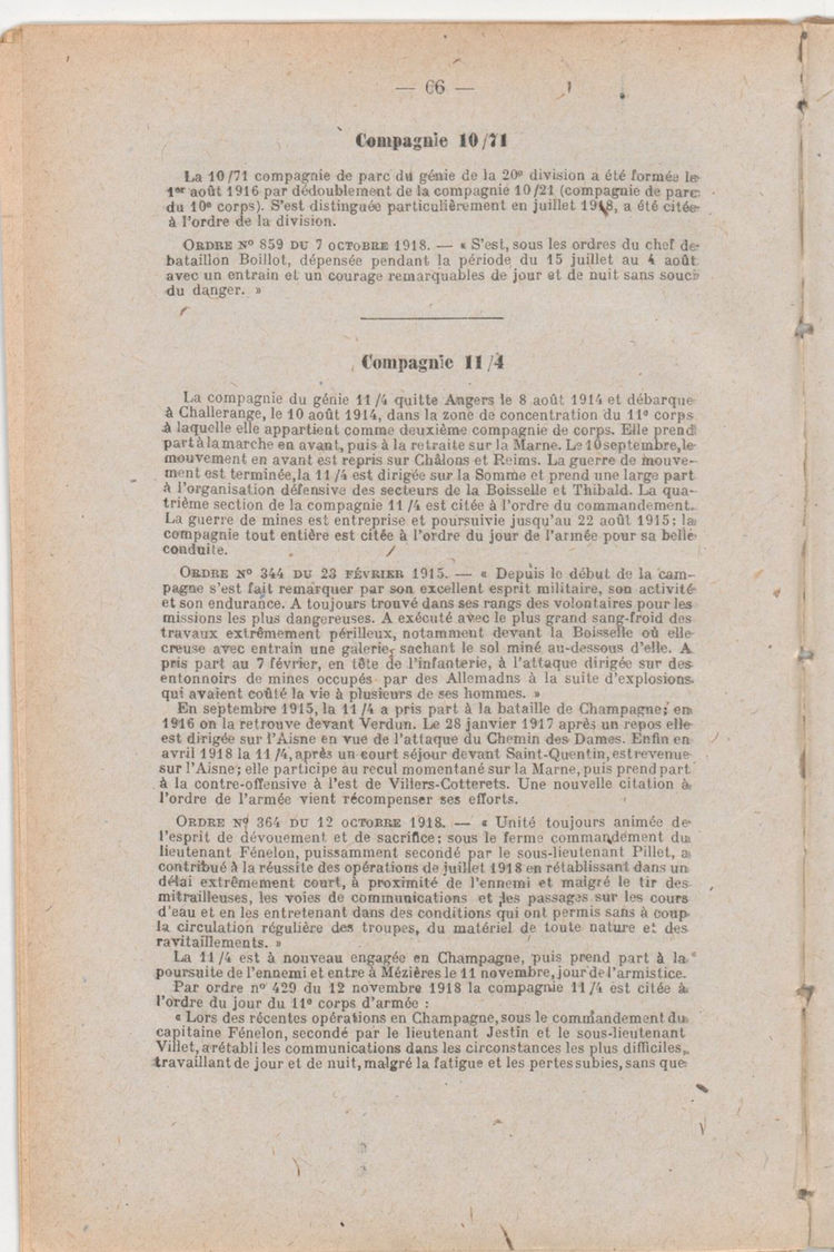 Page 66 de Historique du 6e régiment du génie - Guerre 1914 1918.