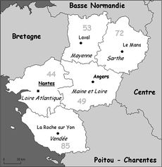 Carte de la région Pays de la Loire.