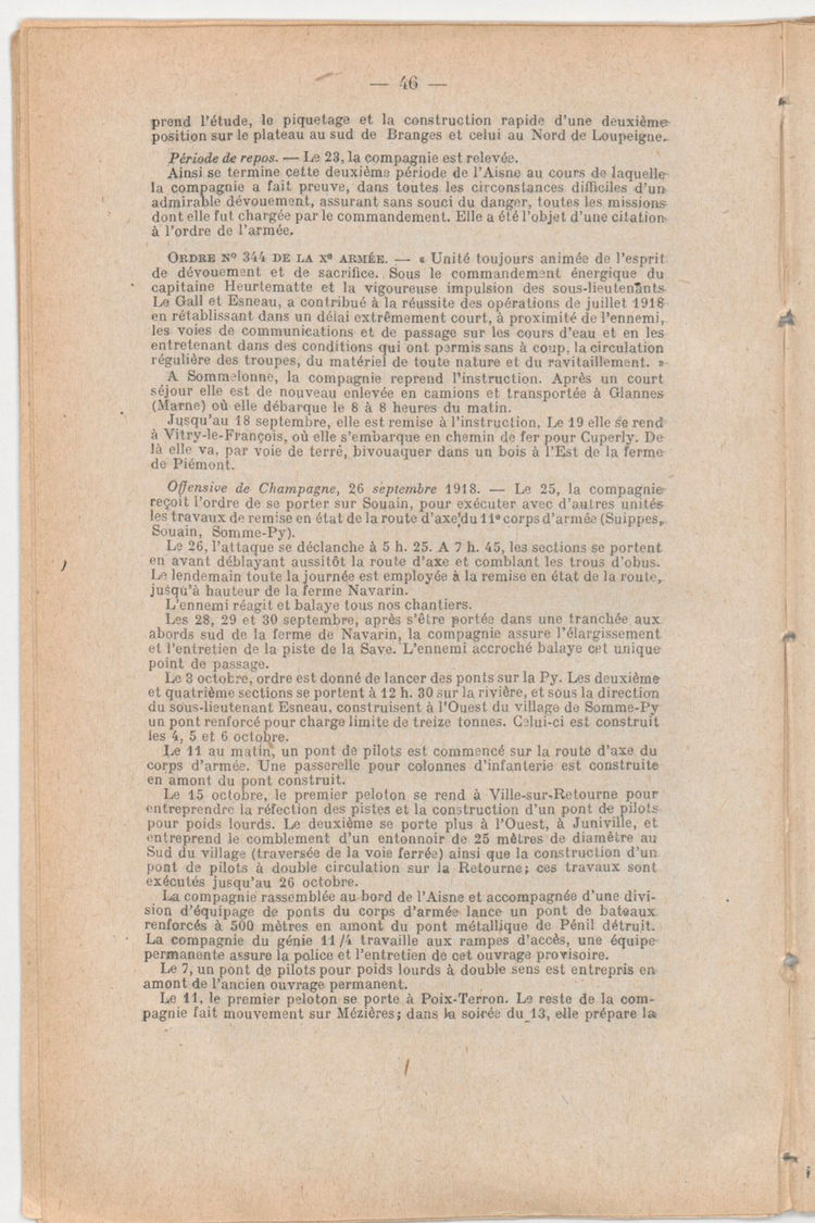 Page 46 de Historique du 6e régiment du génie - Guerre 1914 1918.