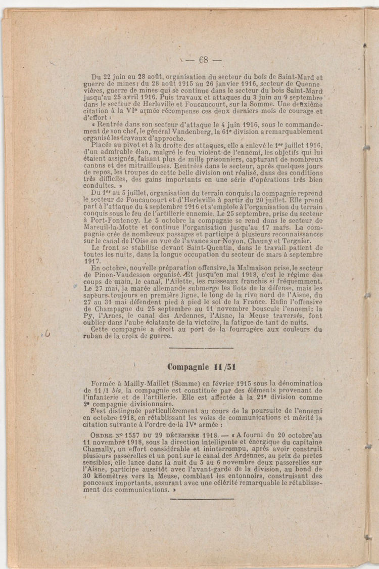 Page 68 de Historique du 6e régiment du génie - Guerre 1914 1918.