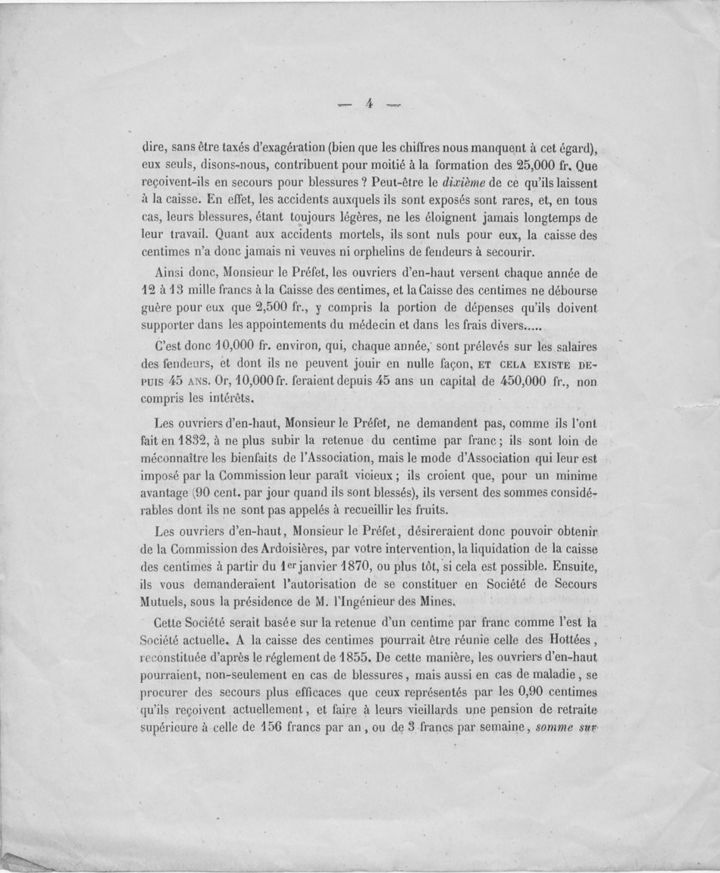 Pétition des ouvriers fendeurs de 1869.