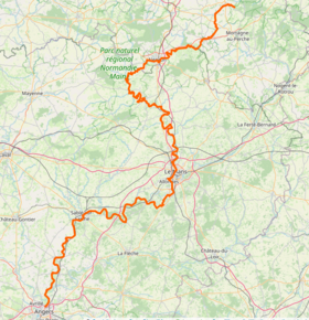 Carte du cours de la Sarthe.