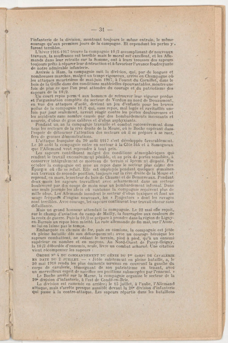 Page 31 de Historique du 6e régiment du génie - Guerre 1914 1918.