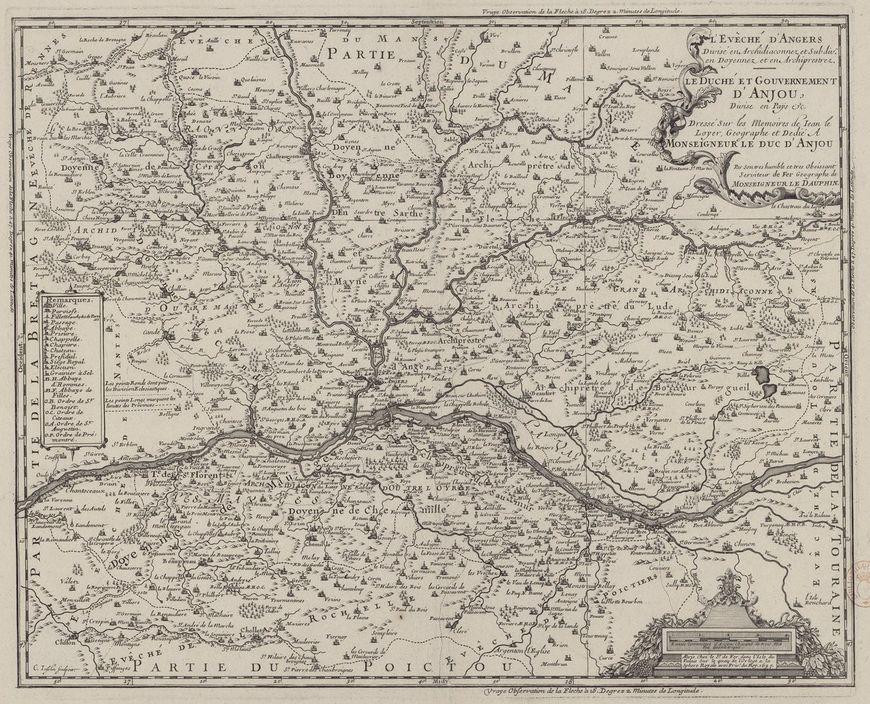 Carte du duché d'Anjou en 1697.
