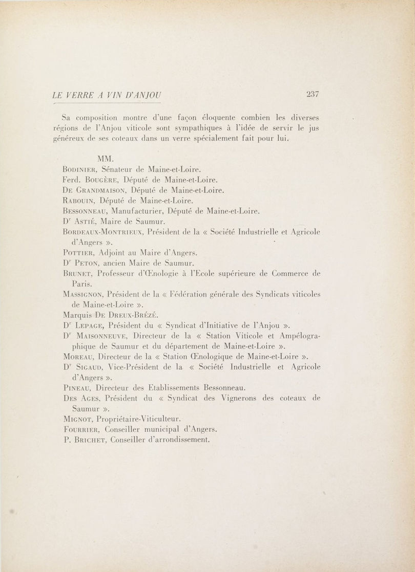 Page 237 de L'Anjou ses vignes et ses vins de Paul Maisonneuve.