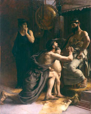 Peinture Thémistocle se réfugie chez Admète.