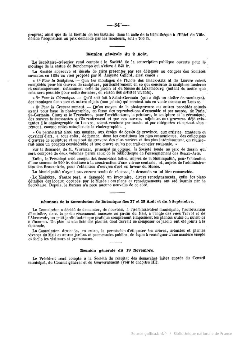 Page 54 du Bulletin de la Société des sciences, lettres et beaux arts de Cholet de 1883.