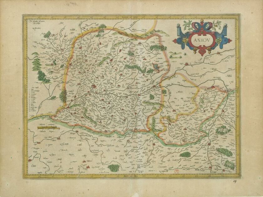 Carte du duché d'Anjou en 1585.