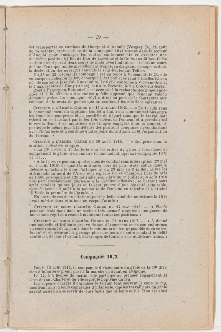 Page 29 de Historique du 6e régiment du génie - Guerre 1914 1918.