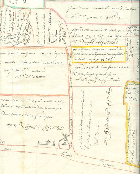 Fichier:Plan terrier Brain-sur-Longuenée 1770.jpg