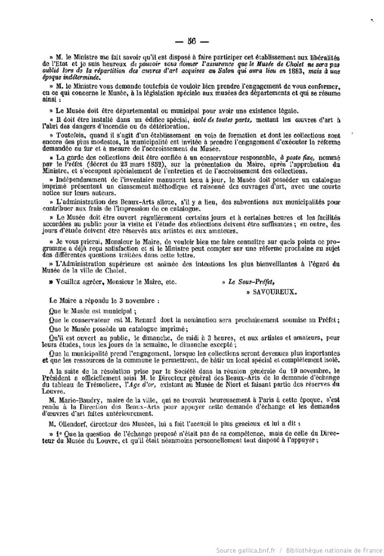 Page 56 du Bulletin de la Société des sciences, lettres et beaux arts de Cholet de 1883.