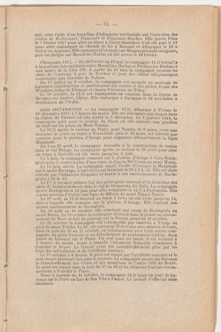 Page 55 de Historique du 6e régiment du génie - Guerre 1914 1918.