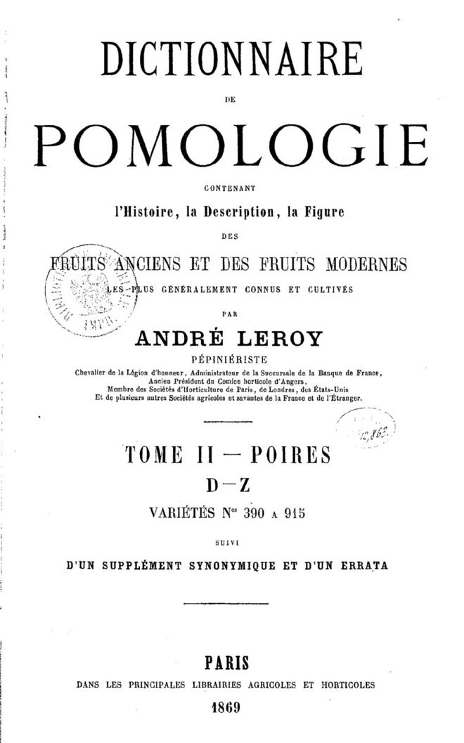 Second tome du Dictionnaire de pomologie.
