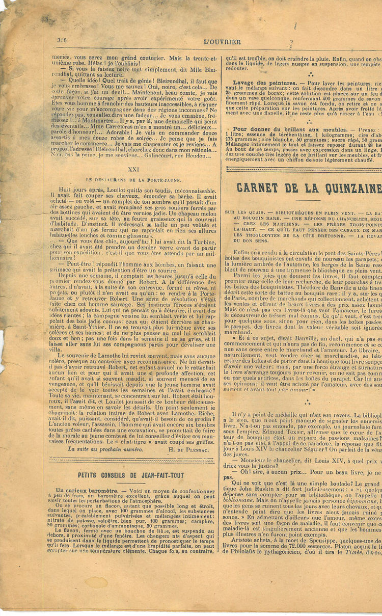 Page 4 du journal L'ouvrier du 20 octobre 1906.