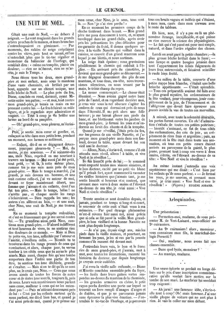 Périodique Le Guignol du 30 décembre 1866.