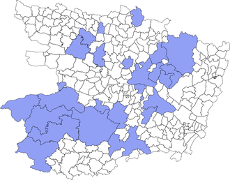 Carte des communes nouvelles 2015-2016 du département de Maine-et-Loire.