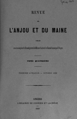 Couverture du numéro de la Revue de l'Anjou et du Maine.