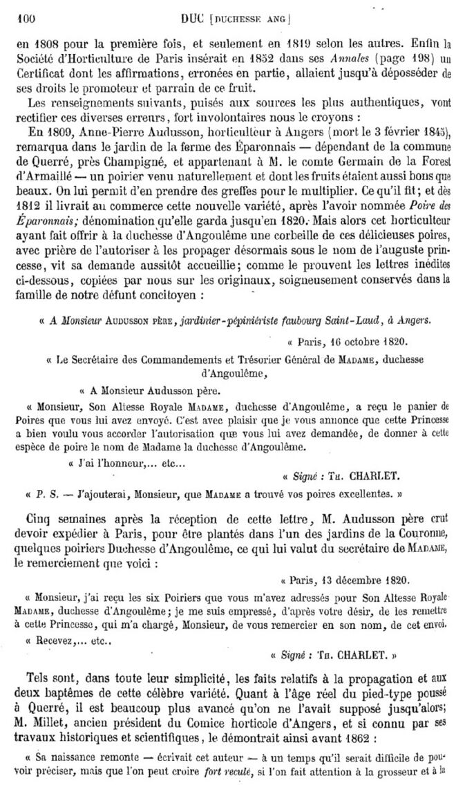 Page 100 du second tome du Dictionnaire de pomologie.