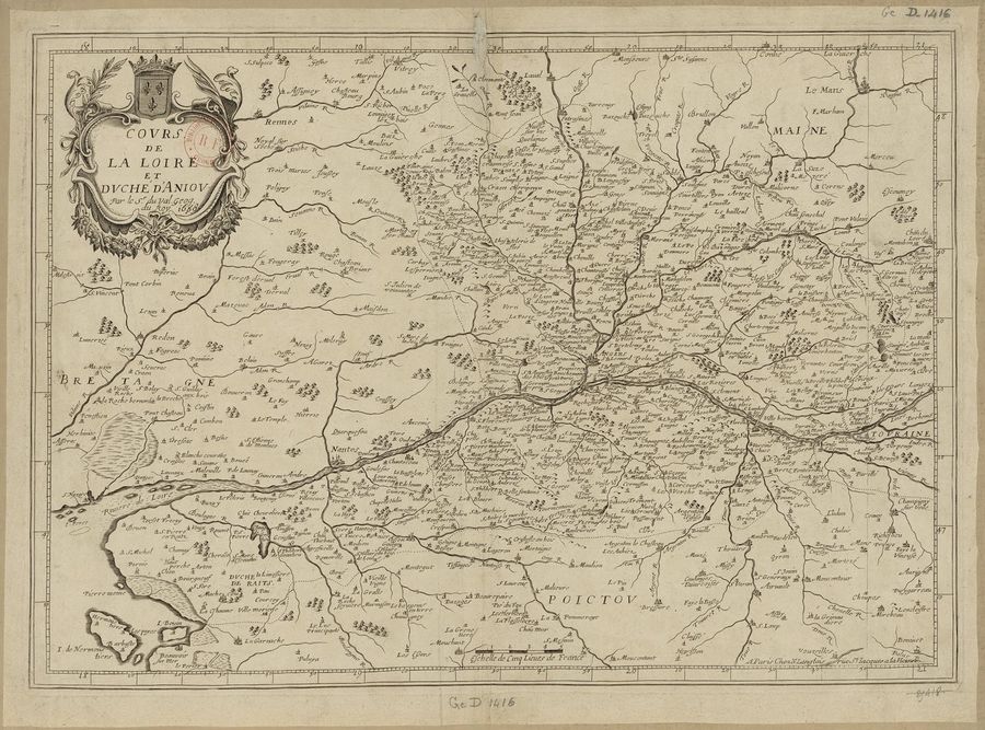 Carte du duché d'Anjou en 1668.