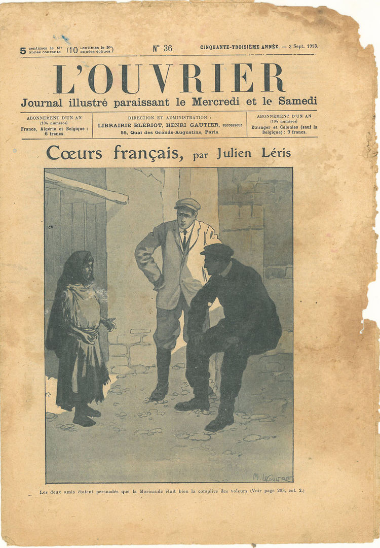 Page 1 du journal L'Ouvrier du 3 septembre 1913.