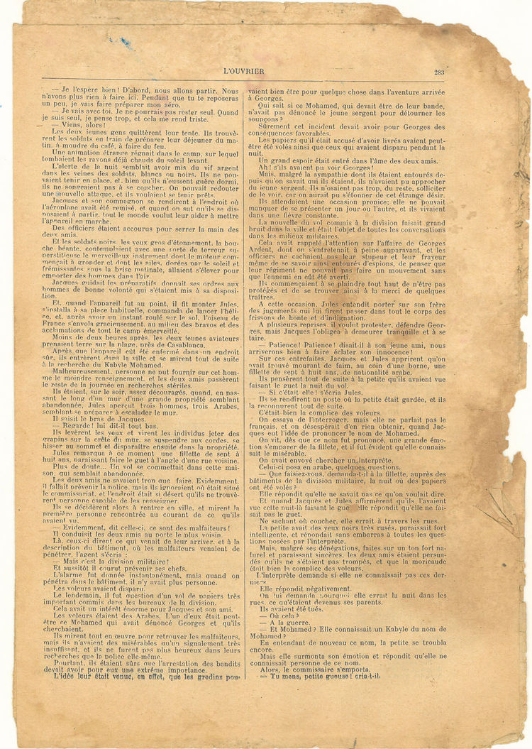 Page 3 du journal L'Ouvrier du 3 septembre 1913.