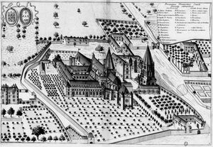 Gravure de l'abbaye au XVIIe siècle.