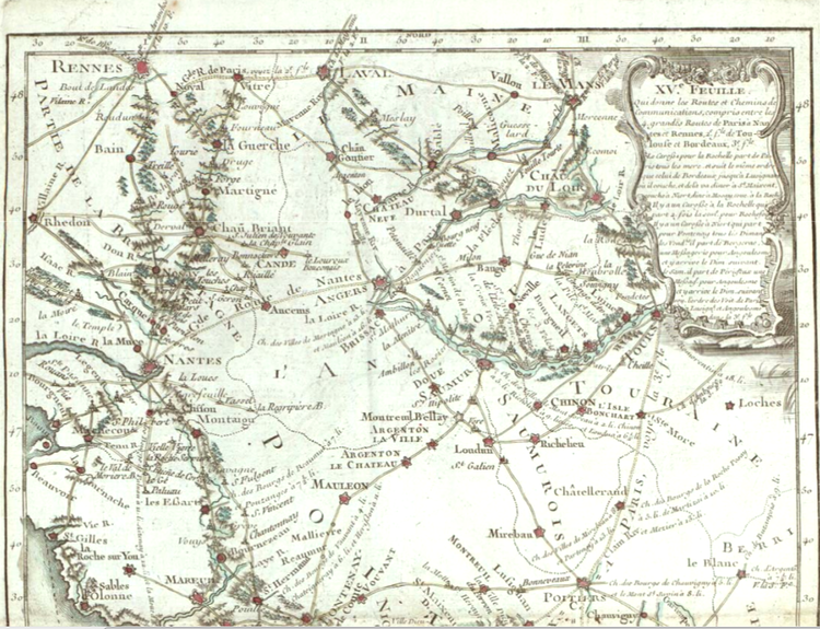 Carte Mayenne et Loire en 1792.