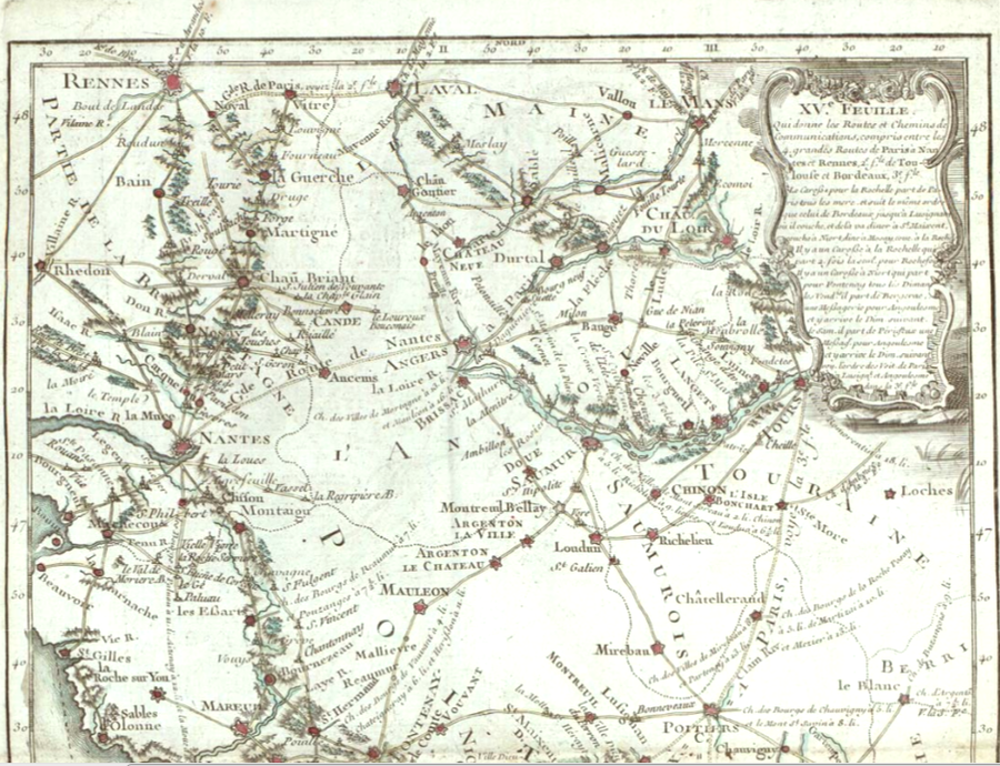 Carte Mayenne et Loire en 1792.