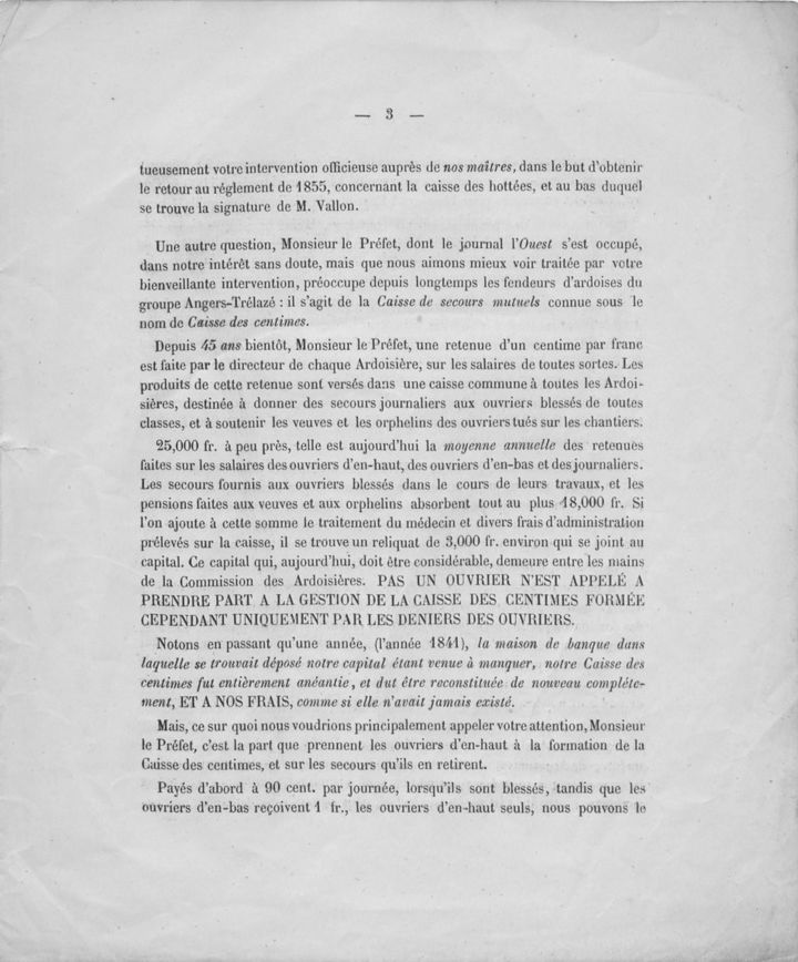 Pétition des ouvriers fendeurs de 1869.