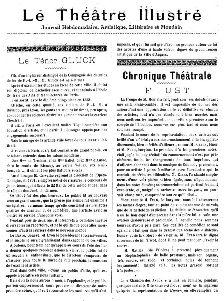 Page 1 du Théâtre illustré du 10 octobre 1896.