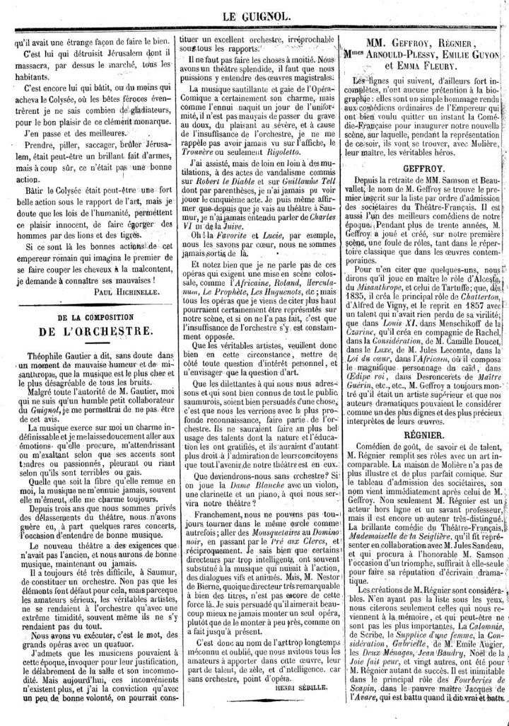 Page 2 du périodique Le Guignol du 5 avril 1866.