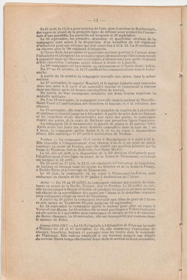 Page 54 de Historique du 6e régiment du génie - Guerre 1914 1918.
