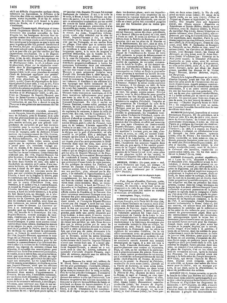 Page 1406 du Grand dictionnaire universel du XIXe siècle Larousse de 1870.