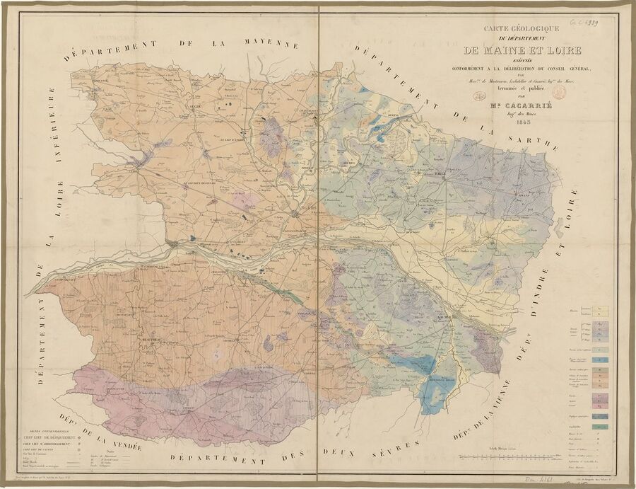 Carte géologique du département de Maine et Loire de Mathieu Cacarrié.