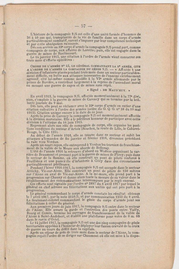 Page 57 de Historique du 6e régiment du génie - Guerre 1914 1918.