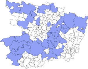 Carte des communes nouvelles 2016-2017 du département de Maine-et-Loire.