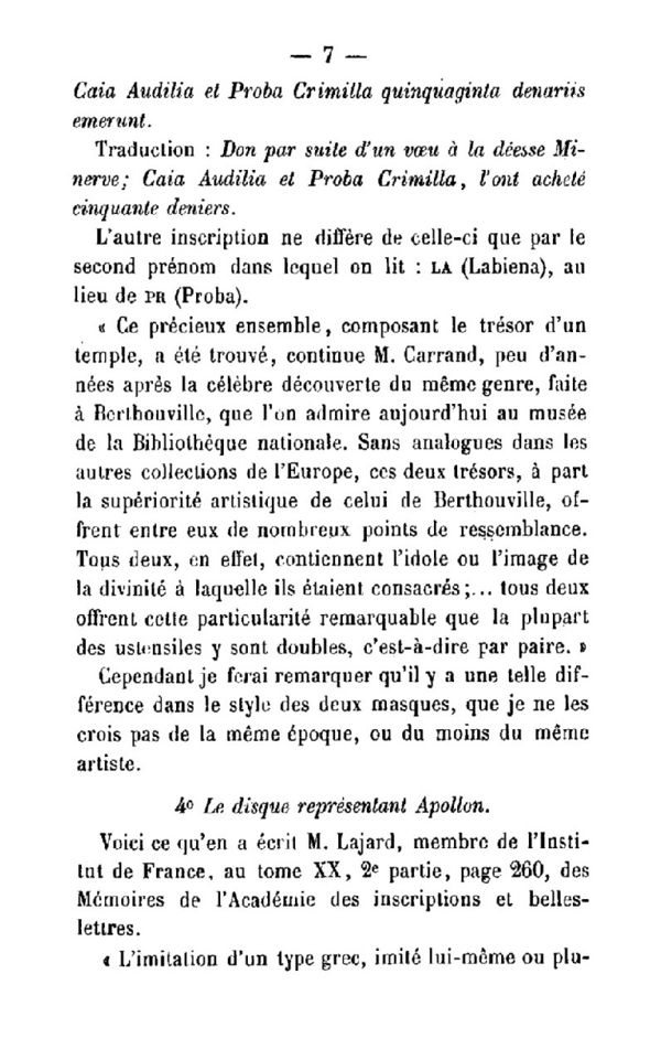 Page 7 du répertoire archéologique.